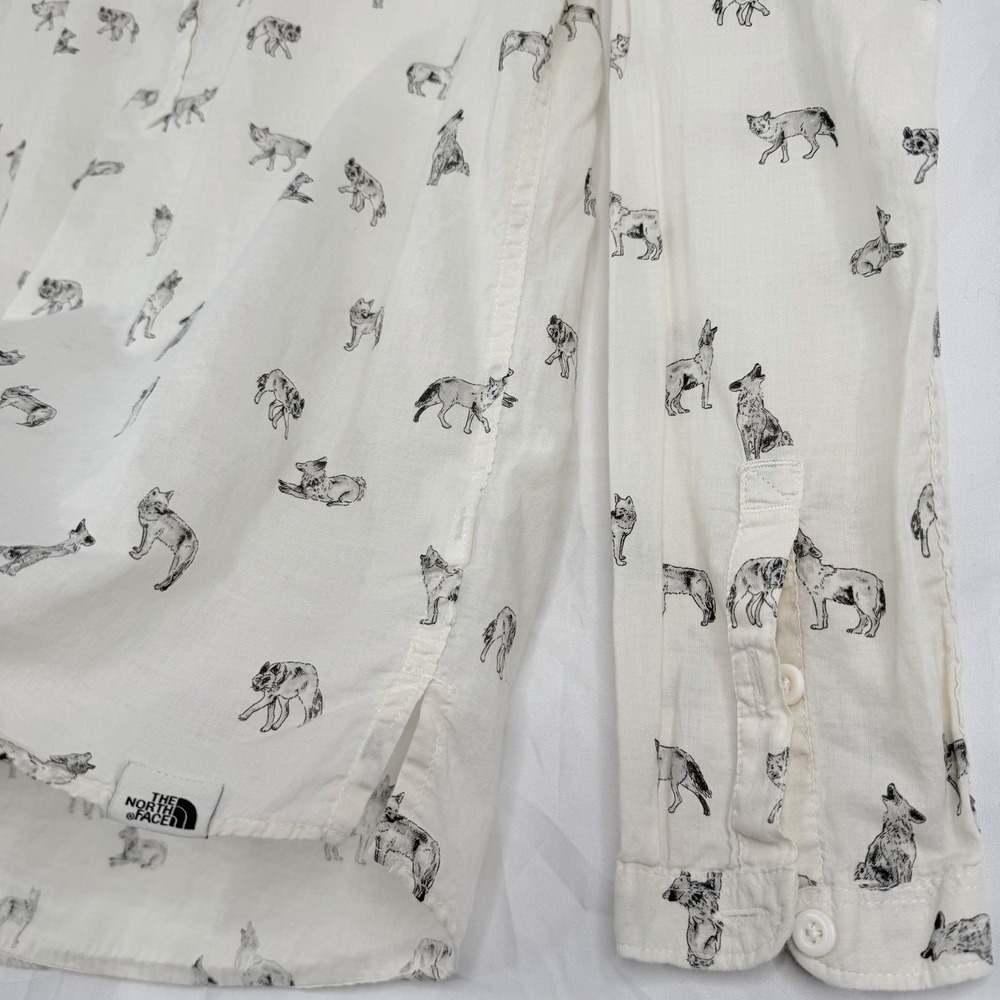 The North Face women Shirt All Over Print Wolves Wolf Nature SZ-S organic cotton - Picture 4 of 16